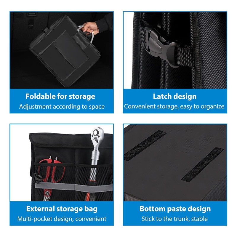 BWBWND Car Trunk Organizer With Lid, 28L Collapsible Waterproof Oxford