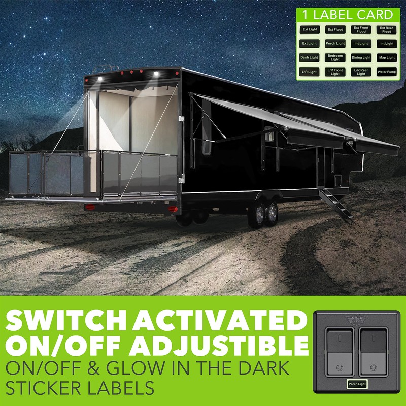 Leisure LED Modern Double SPST On-Off Switch with Bezel, 12-Volt,