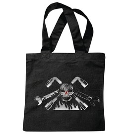 Reifen-Markt Tasche Umhängetasche MOTORCYCLE SKULL BIKERSHIRT GOTHIC BIKE CLUB MC MOTORCYCLE CHOPPER CUSTOM MOTORRAD MOTORRADTREFFEN CLUB TREFFEN Einkaufstasche Schulbeutel Turnbeutel in Schwarz