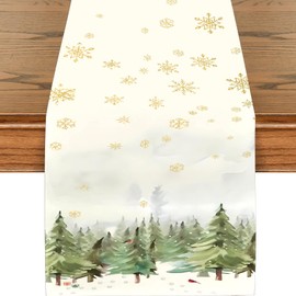 Christmas Table Runner 13x72 Inch, Christmas Tree Snowflakes Christmas Table Runners Holiday Decorations Farmhouse Christmas Table Decor for Kitchen Dinning, Indoor Christmas Decorations