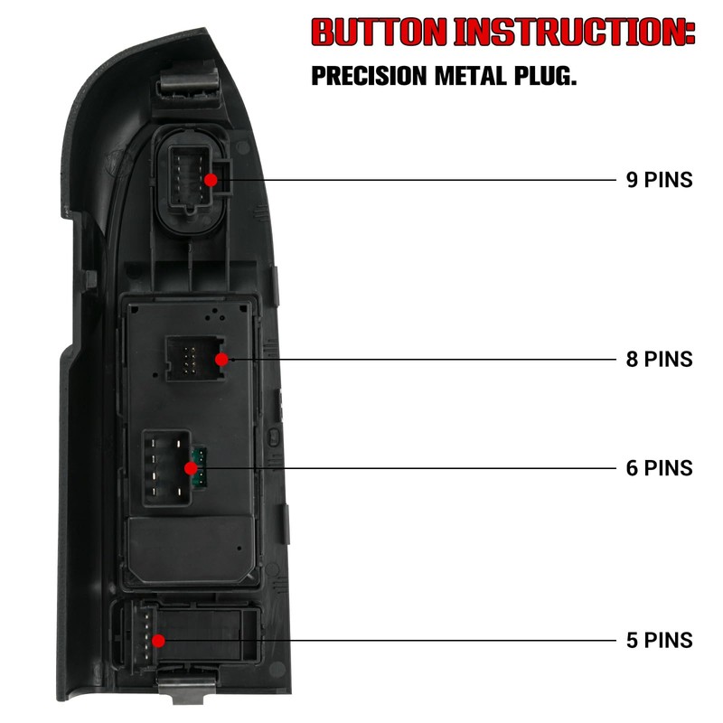 Window Master Control Switch w/Black Bezel Mirror & Lock Assembly