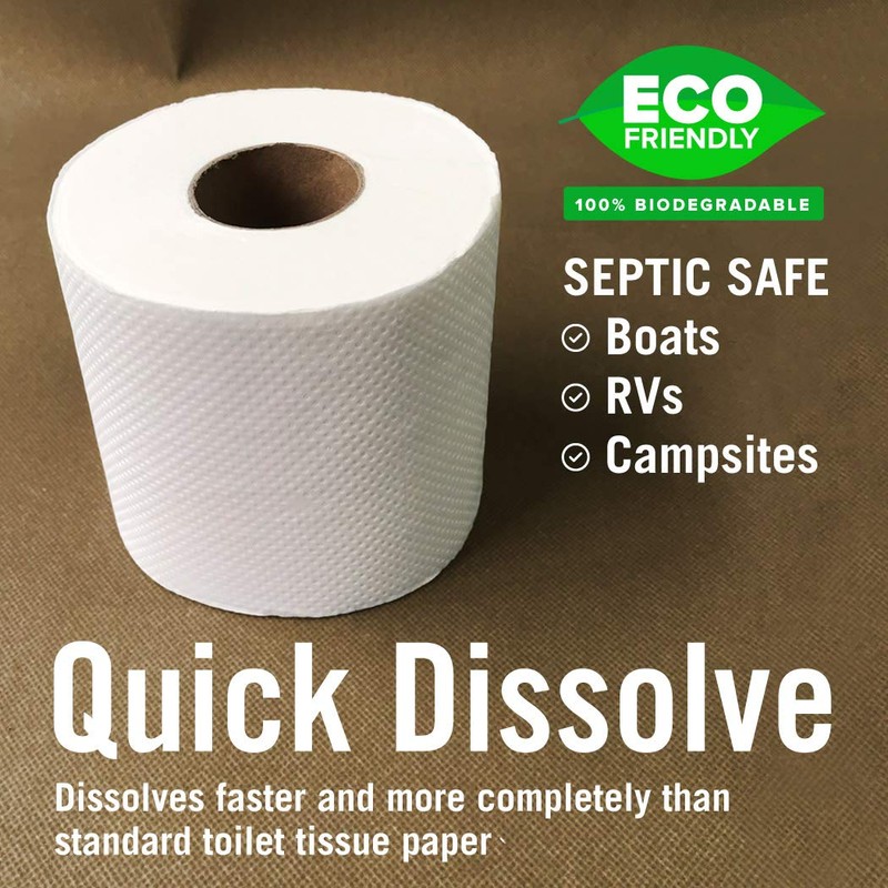 Boat and RV Toilet Paper, Septic Safe Quick Dissolving Tissue,