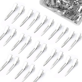 Gekamoyue Haarklammern Friseurbedarf 25 Packs, 4,5 cm Abteilklammern Friseur, Friseur Alligator Clips mit einer Box, Metall Haarspangen für Mädchen Haarstyling (Silber)