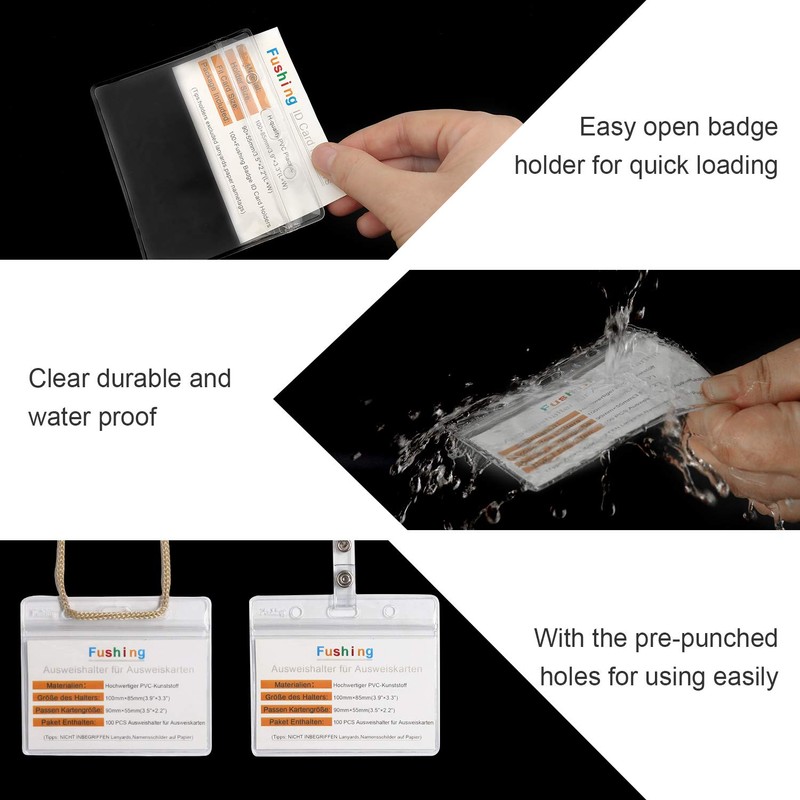 Fushing 10 Pcs Retractable ID Card Holder Key Ring Badge