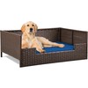 YITAHOME Rattan Dog Sofa Bed with Cushion,Wicker Pet Bed Sofa