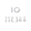 PAVOI Rhodium Plated Huggie Earrings and Charm Set for Women