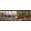 CONCORD WALLCOVERINGS Wallpaper Border Nature Pattern River Trees Birds Mountains,