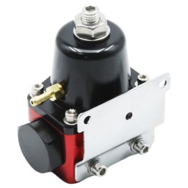 Vkinman Fuel Pressure Regulator 6AN, Black-Red Fuel Adjustable Universal Pressure Regulator Kit with Bypass Return Liquid Filled Pressure Gauge, Suitable for Gasoline E85 and Alcohol