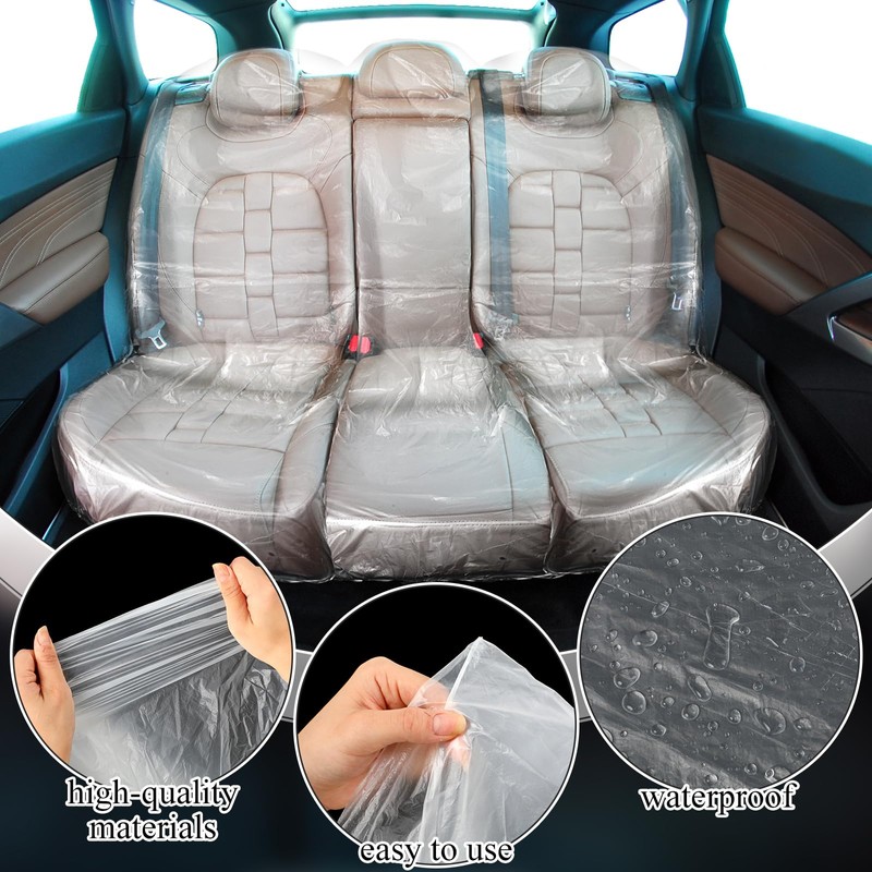 BBTO 10 Pcs Plastic Disposable Car Seat Cover for Car