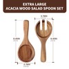 Large Glass Salad Bowls Set with Acacia Wood Base and
