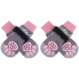 EXPAWLORER 4Pcs Anti-Slip Dog Socks - Double Side Non-Slip Paw Protector for Hardwood Floors,Prevent Licking,Dog Booties,Dog Shoes for Hot/Cold Pavement