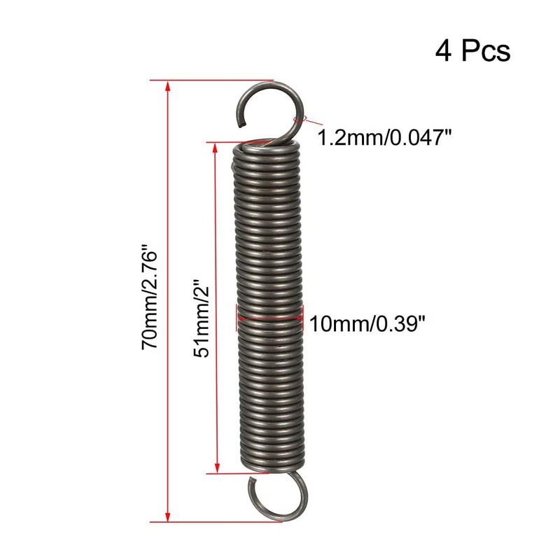 TOP-VIGOR 4Pcs Extension Compressed Spring, 1.2mm Wire Dia, 10mm OD,