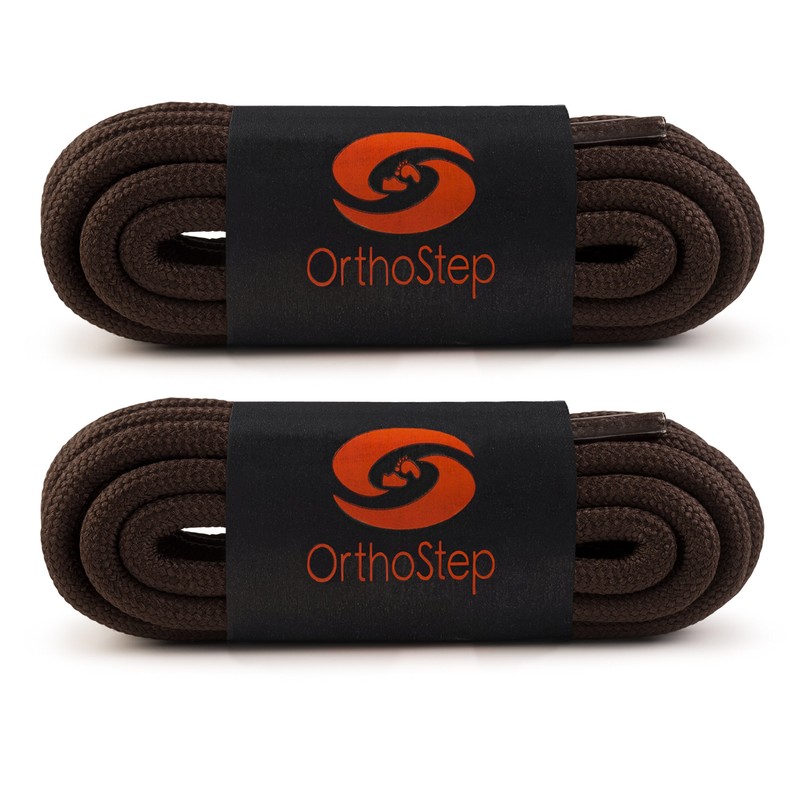 OrthoStep Thick Round Athletic 27 inch brown shoe laces -