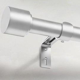 GEEBOBO Silver Curtain Rods for Windows 66 to 120 Inch, 1 Inch Adjustable Heavy Duty Easy Install Curtain Rods Set for Outdoor, Patio, Farmhouse, Bedroom, Living Room (Silver, 30"-120")