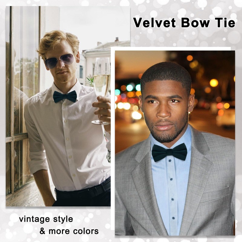 Luckyvestir Bow Ties for Men, Mens Velvet Bow Tie Black