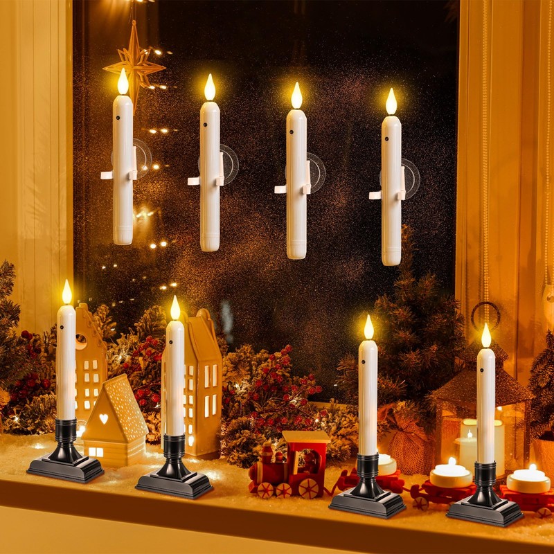 Yungyan 12 Sets Christmas Window Candles with Dusk to Dawn,