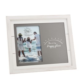 Pavilion - Happy Place MDF Photo Frame Holds 4” x 6” Photo, Distressed Picture Frame, 1 Count, 10 x 8.5-inches Overall