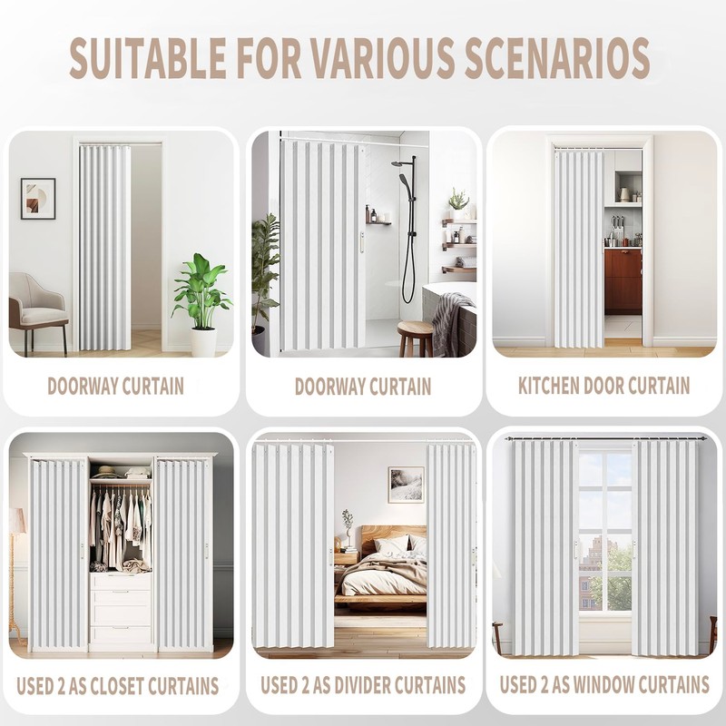 Vatge Accordion Door Curtains for Closet, Laundry Room Curtain for