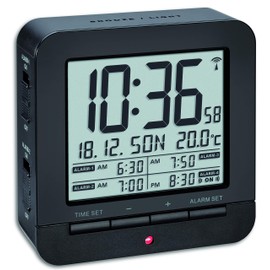 TFA Dostmann 60.2536 Digital Radio Controlled Alarm Clock with 4 Alarm Times (black)
