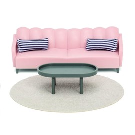 LUNDBY Dolls House Furniture Living Room Sets – Doll House Accessories – 5-pieces for mini dolls 11 cm, Age 3+, 1:18