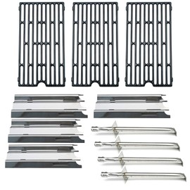 Direct store Parts Kit DG207 Replacement for select Vermont Castings grills, 17" Burner 4pcs, 14 1/2" x 7 1/4" Heat Plates 4pcs, set of 3 Cooking Grill Grids, 16 7/16" x 9 1/16" each grid