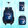 HPJGD 3PCS Soccer Rolling Backpack for Boys, Kids School Backpacks