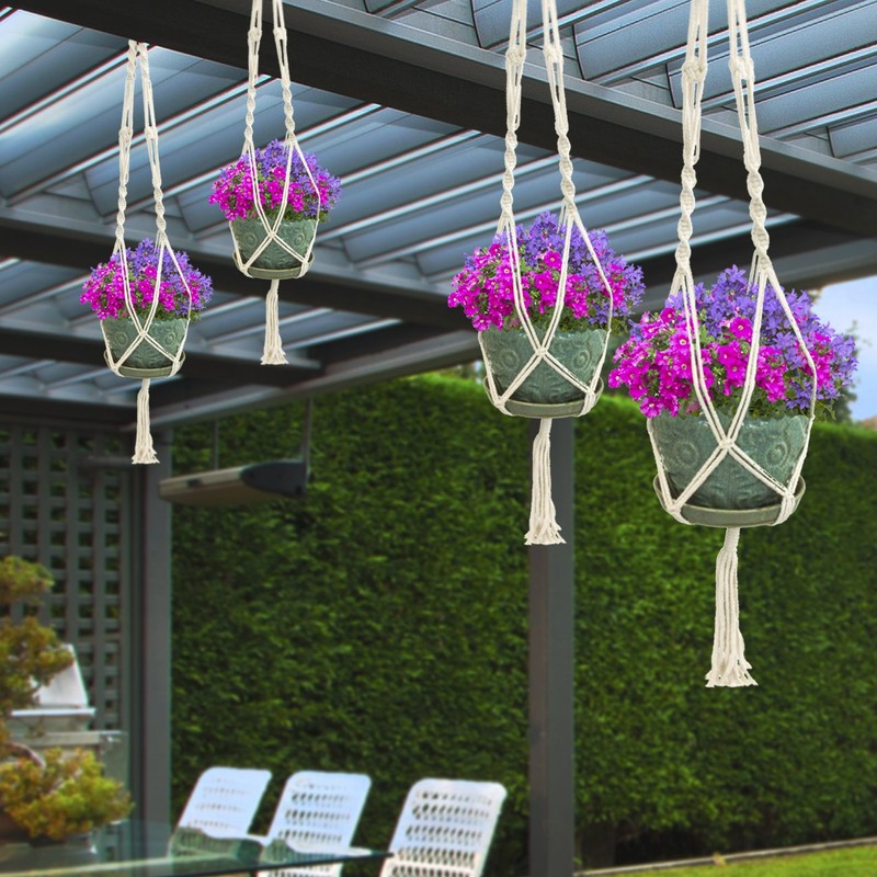 Sorbus Macrame Plant Hanger [4 Pack] Indoor Outdoor Hanging Plant