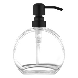 BZOOSIU Glass Soap Dispenser with Rust Proof Stainless Steel Pump, Refillable Kitchen & Bathroom Countertop Dish Soap Dispenser for Essential Oils, Lotions, Liquid Soaps, Black