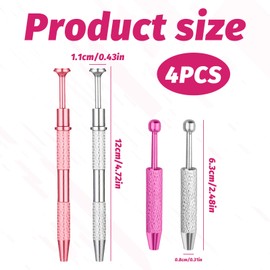 4PCS Piercing Ball Grabber,Stainless Steel 4-Claw Piercing Ball Screw Tool,Piercing Tools,Piercing Removal Tool,for Jewelry Craft,Pearl,Small Parts,Etc,Piercing Changing Tool(Pink,Silver,Rose Red)
