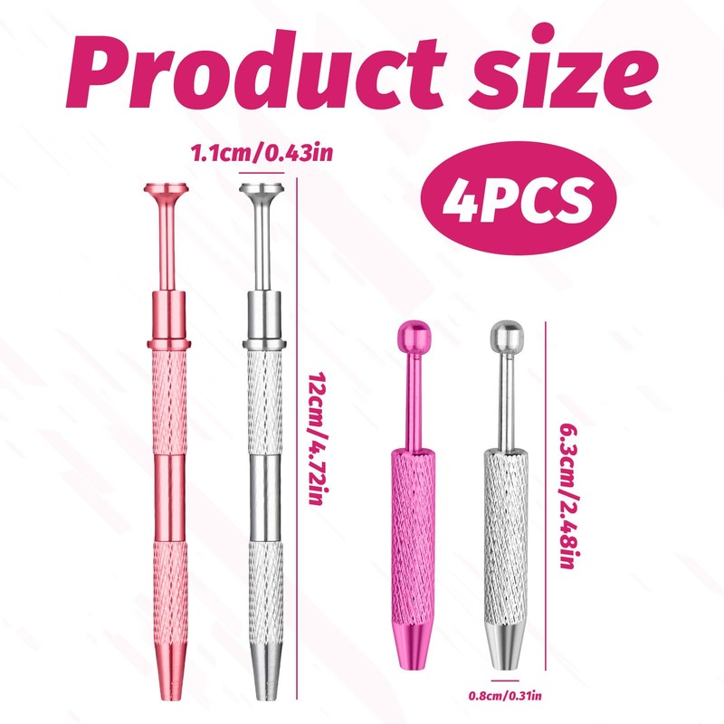 4PCS Piercing Ball Grabber,Stainless Steel 4-Claw Piercing Ball Screw Tool,Piercing