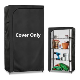 Rileytee Wire Shelf Cover,Waterproof Dustproof Heavy Duty 600D Storage Rack Cover with Zipper,Outdoor Shelves Covers for Metal Shelving Units(Cover Only,48"W x 24"D x 72"H,Black)