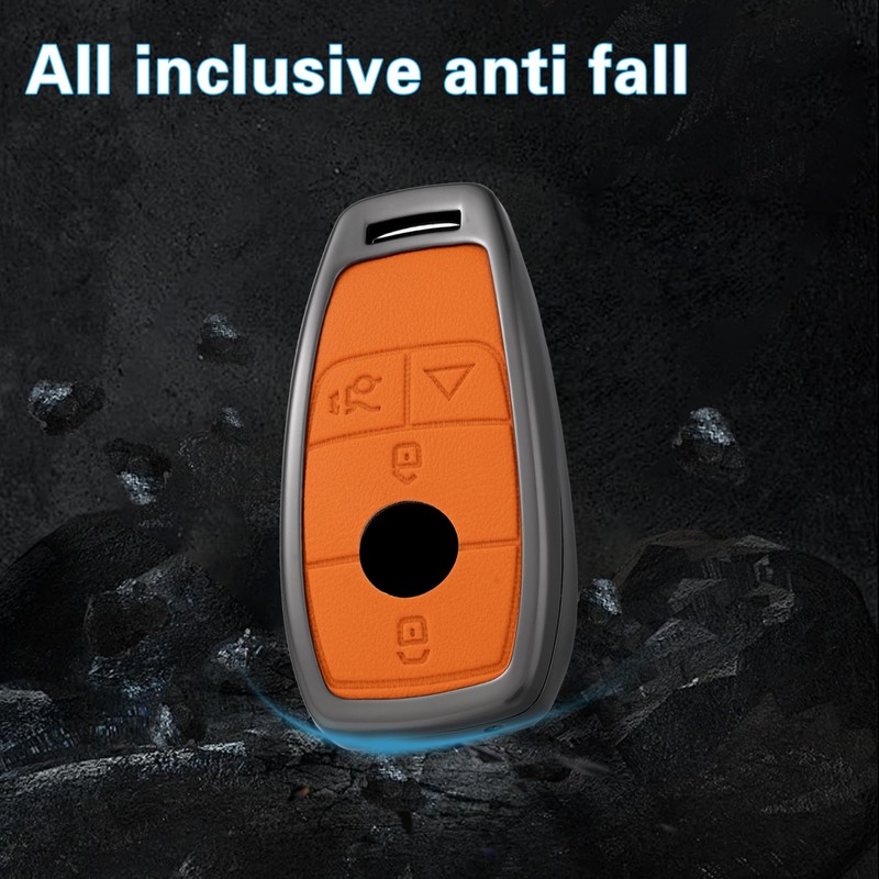 Qunzes Key Fob Cover with Heavy-duty Keychain for Benz A-Class