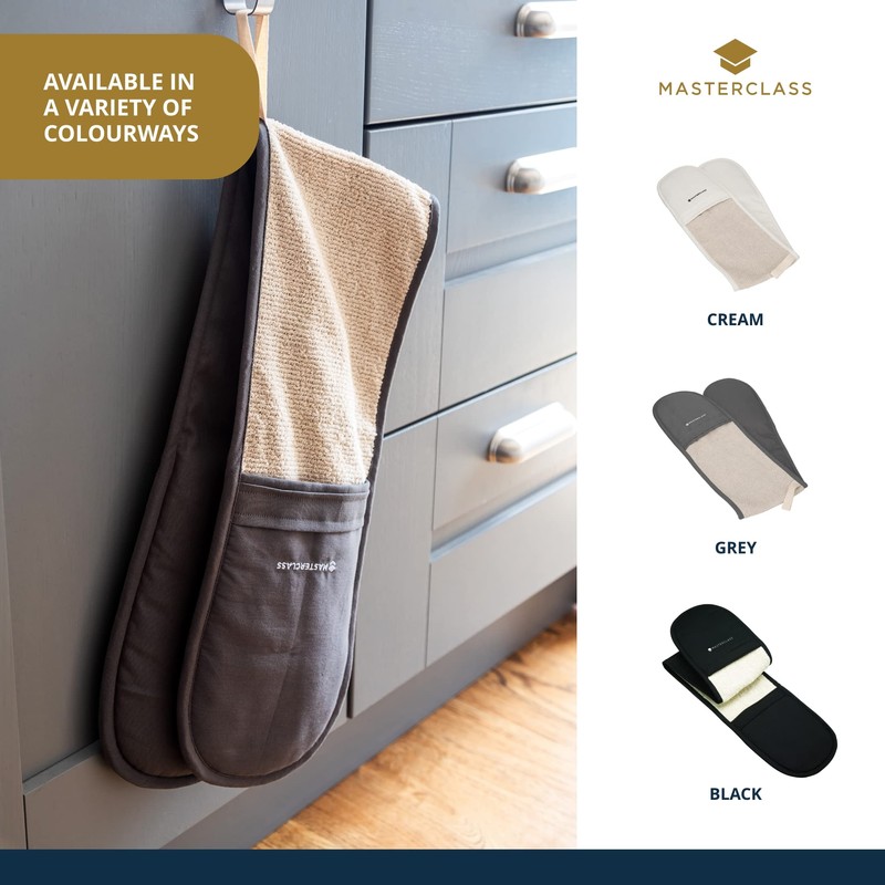 MasterClass Deluxe Professional Oven Gloves, Heat Resistant and Double-Sided Mitts,