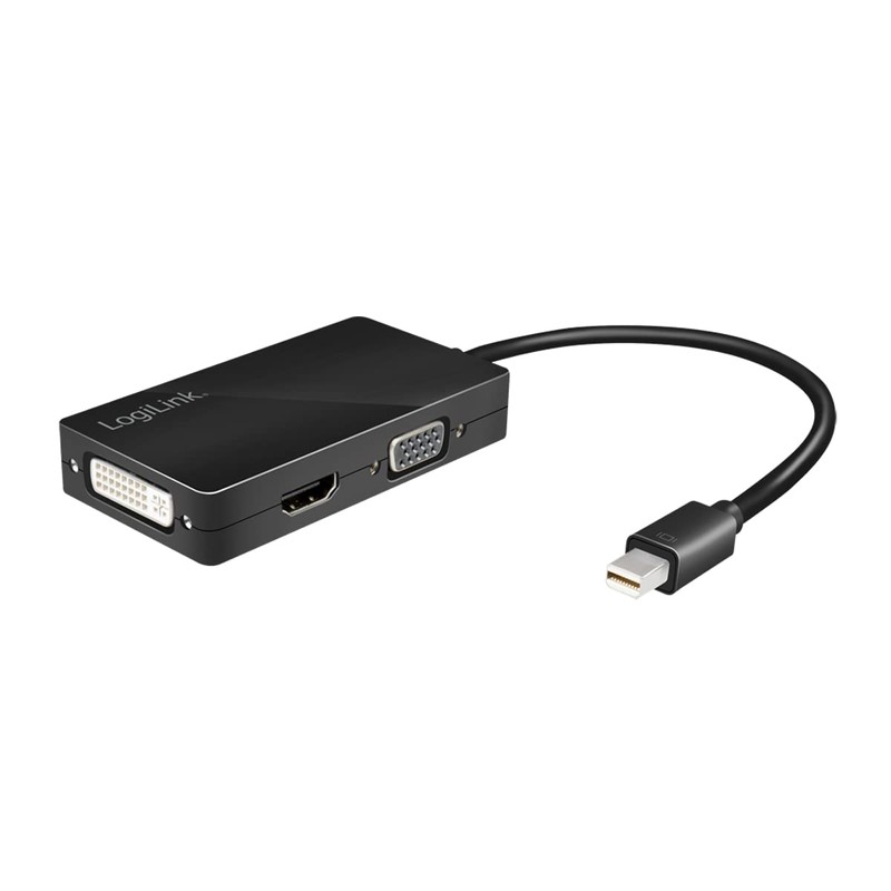 LogiLink CV0110 4K Mini DisplayPort to DVI/HDMI/VGA Adapter Black