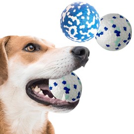 Indestructible Dog Tennis Balls for Aggressive Chewers - Atom Teething Chew Toys Water Toy Fetch Balls for Puppies, Medium and Large Dogs - 2 Balls