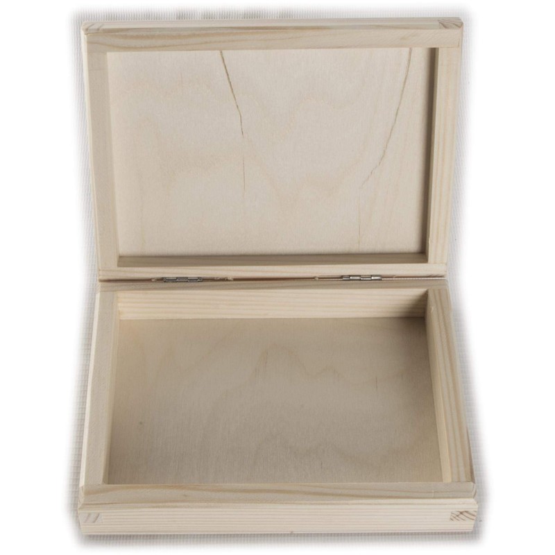 Small Shallow Flat Lidded Wooden Box with Magnetic Closure |