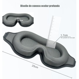 Antifaz para dormir 3D para mujeres y hombre, antifaz para dormir para una oscuridad absoluta, tejido transpirable con correa ajustable para siestas, viajes (Gris)