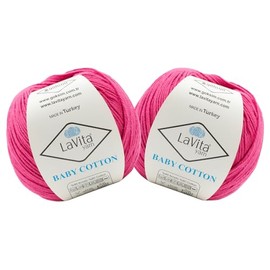 Lavita Cotton Baby Yarn for Knitting 361 Yards - Pack of 2 | Silky Acrylic for Creating Charming Baby Outfits | Hypoallergenic & Anti-Pill Yarn | 100gr Super Soft for Crocheting Blankets
