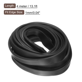 sourcing map sourcing map U Channel Edge Trim, 13.1ft Length Rubber Guard Seal Strip Edge Protector Flat Type Fit for 1mm Edge, (5/32" W x 11/16" H) Black