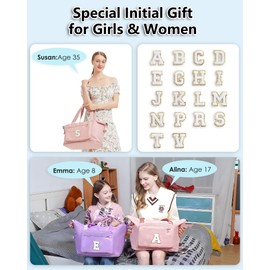 Gifts for Women & Girls-Initial Duffle Bag for Travel, Carry on Bag Duffel Bags, GYM Weekend Overnight Bag with Shoes Compartment,Hospital Bags -Purple G