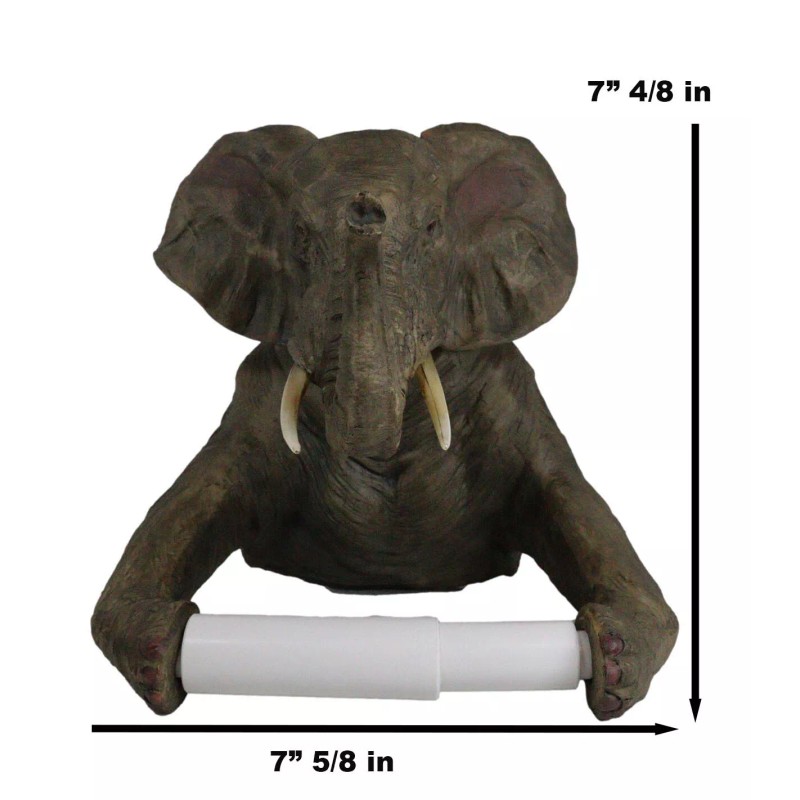Ebros Pachyderm Servant Safari Elephant Holding Toilet Tissue Paper Holder