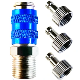 Airbrush Works AW-010 Airbrush Joint, Quick Joint, Set of 3 Plugs, Japanese Manufacturer, One-Touch Joint, Airbrush Joint, Quick Change Joint, Coupler (Quick Joint, Blue)