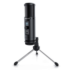 CSL - USB Microphone Condenser Microphone - PC Microphone with Monitor Function - 192 kHz - Microphone Stand - 20 Hz to 20 kHz - Rotary Control Micro Control for Gaming Podcast Studio