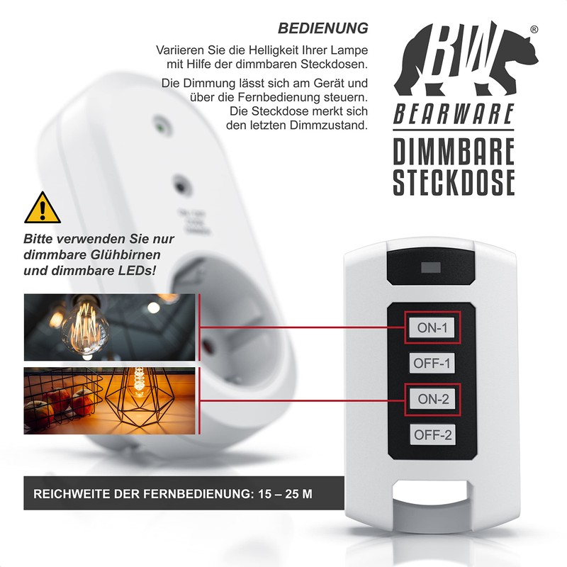CSL Dimmable Radio Sockets Set with Remote Control Set of