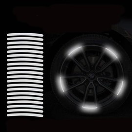 20 unidades Pegatinas Reflectantes para Llantas de Ruedas, decoración tira de advertencia de seguridad nocturna, para motocicleta, bicicleta, calcomanías rueda de coche, Casco, reflector, blanco
