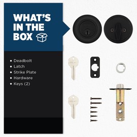 Weiser Safelock Matte Black Round Deadbolt Lock, ANSI/BHMA Grade 3 Certified Front Door Lock, Exterior Door Lock with Key, Traditional Door Locks for Entry Door