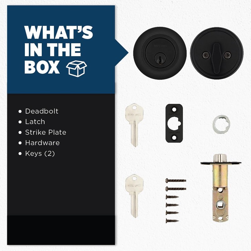 Weiser Safelock Matte Black Round Deadbolt Lock, ANSI/BHMA Grade 3