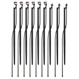 Drip Irrigation Micro Spray Emiters: 180° 360° and Rectangular Sprinkler Nozzles 3 pcs Each, with 1/4-Inch Tubing and Barbed Inlet on 20-Inch High Stake 9 pcs