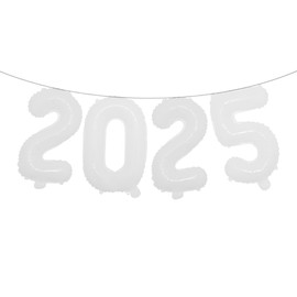 16 Inch 2025 Balloons Number 2025 Foil Balloons for New Years Eve Party Supplies Anniversary Party Graduation Decorations Home Office Decoration (2025 White)