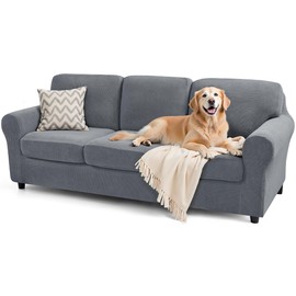 SUBRTEX 7 Pieces Stretch Sofa Slipcover Sets Couch Cover Sets Backrest Cushion Covers Furniture Protector Collection Set for Oversize Sofa Loveseat Chair Slip Covers(Large, Light Gray)